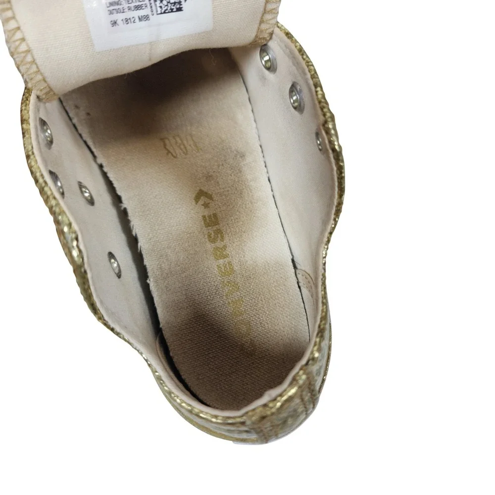 Converse Chuck Taylor All Star Gold Glitter Slip On Youth Sneakers 364687C Sz 12